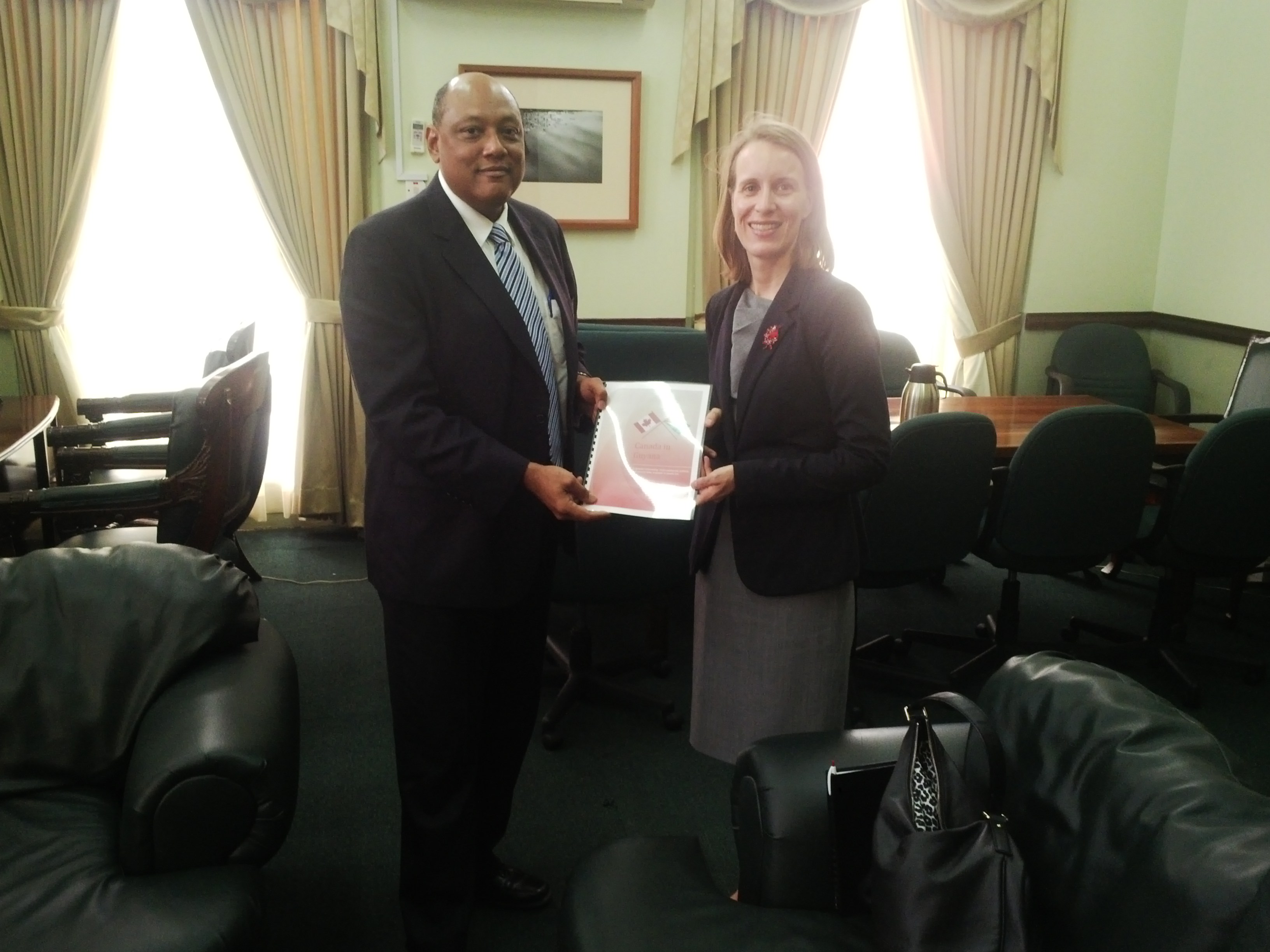 Speaker receives copy of a review of the partnership between Guyana and Canada